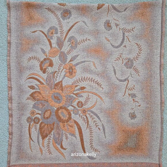NWOT 100% Wool Jacquard Scarf Coral/Soft Orange - Picture 12 of 14